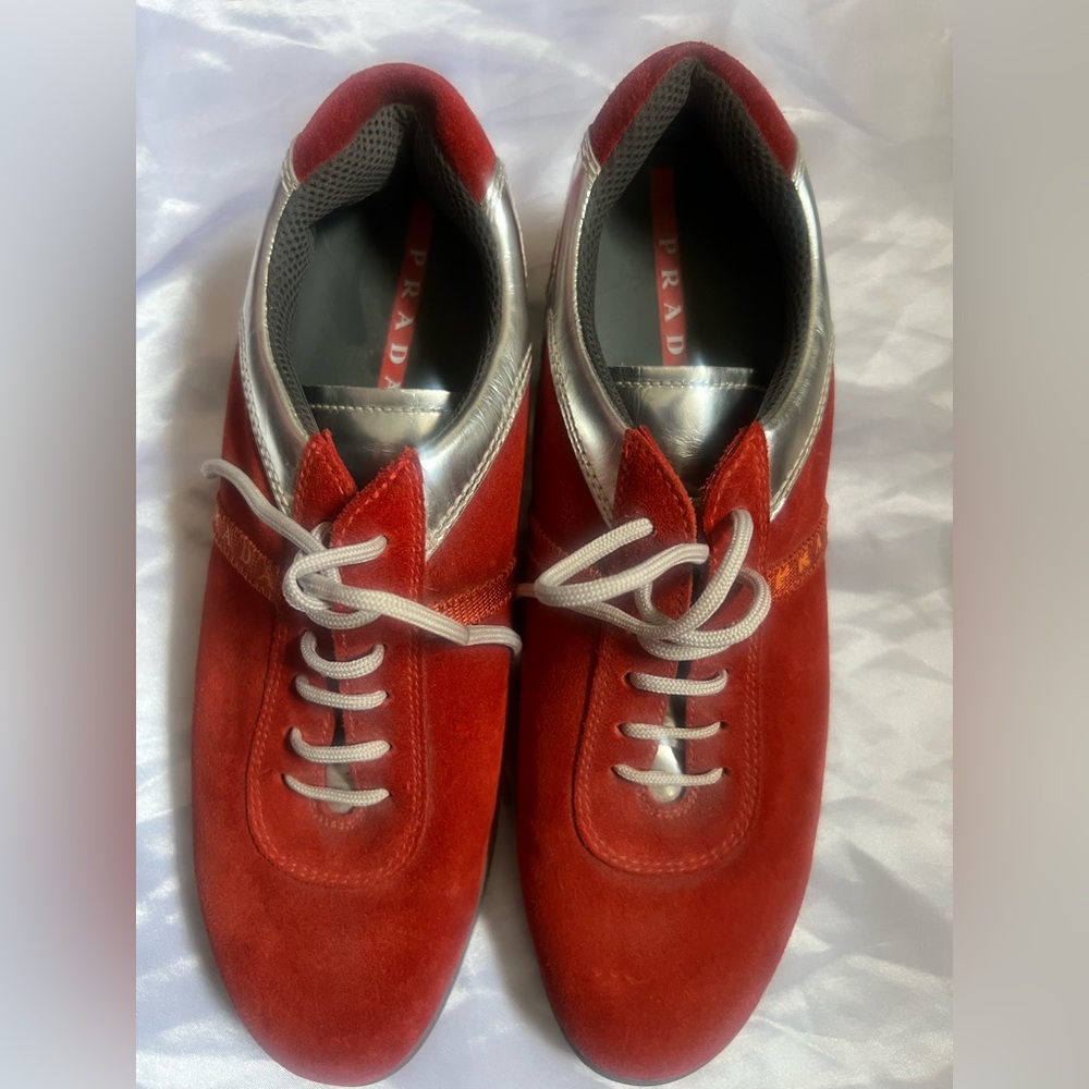 Orange suede Prada sneaker size 40!